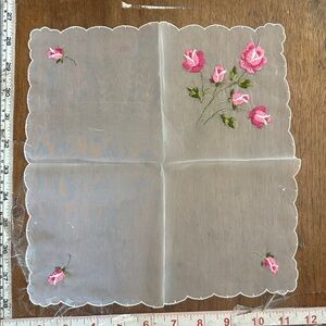 Sold 40s Man Made Fabric Hand Embroidered And Edged 10/10